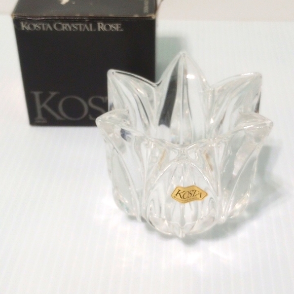 Vintage Kosta Boda Sweden Crystal Rose Candle Holder - Picture 3 of 9